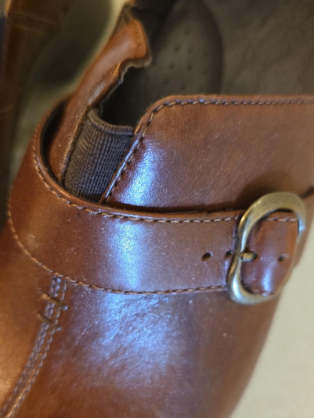 Dansko Brown Leather Slip-On Shoes with Buckle - Picture 3 of 6